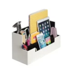 6 – Desk Top Organizer/Caddy White Leather Black Insert Jackcube Design RRP £137.94